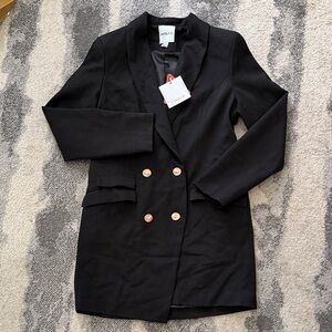 NWT Black Blazer Dress with Gold Buttons